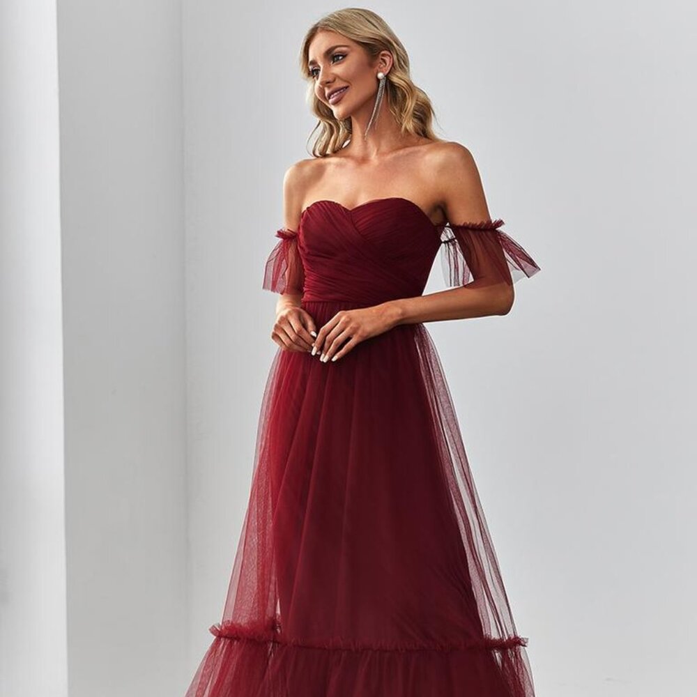 NWT Ever-Pretty Womens Off The Shoulder Sweetheart Pleated Party Dresses Beach